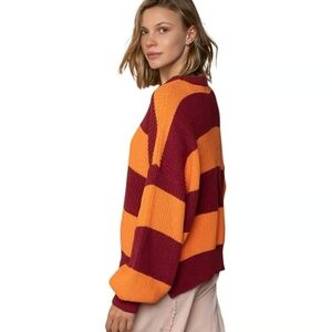 NWT POL Brand Women Striped Sweater Fall Burgandy Orange Colors